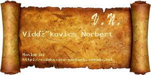 Vidákovics Norbert névjegykártya