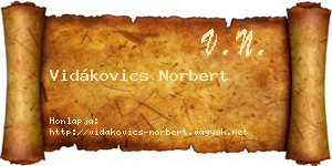 Vidákovics Norbert névjegykártya